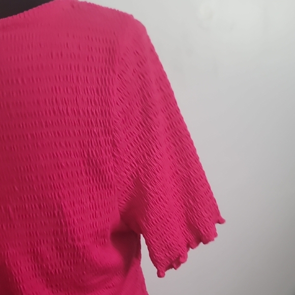 All in Favor Pink Ruched Blouse V-Neck NWT - Picture 7 of 9